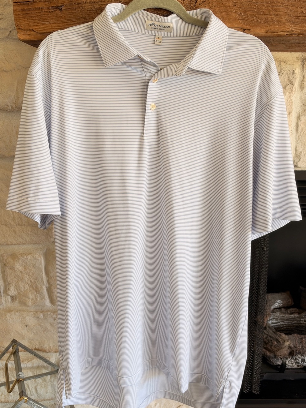 Peter Millar Light Blue Micro-Stripe Men’s Polo